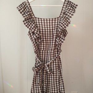 Topshop Brown Gingham Dress - Size 8